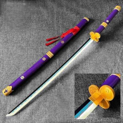 One Piece Anime Roronoa Zoro Enma Purple 104 cm Wooden LED Katana Sword