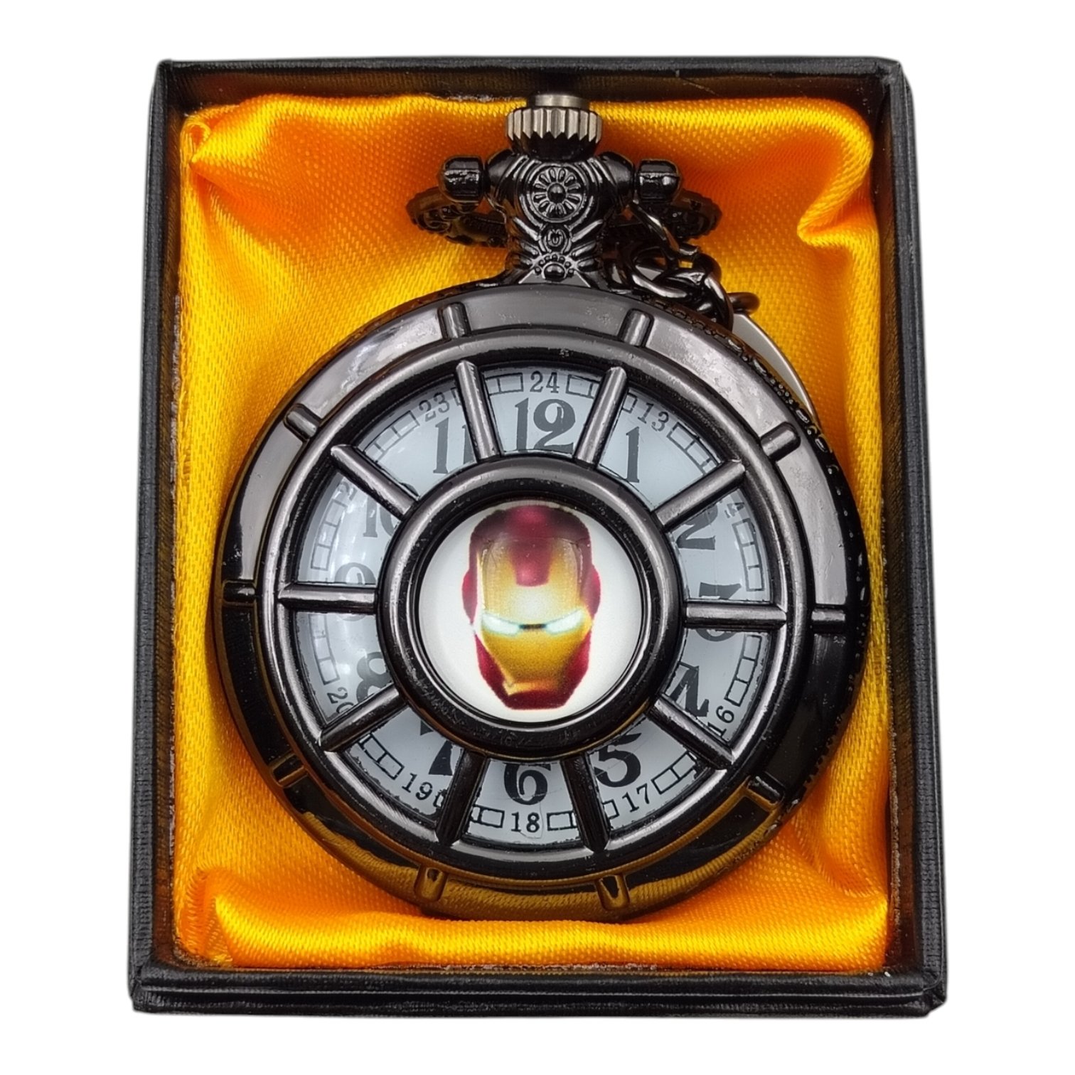 PW-110-1.jpg Ironman Black Colored Pocket Watch Metallic Keychain - Image 1