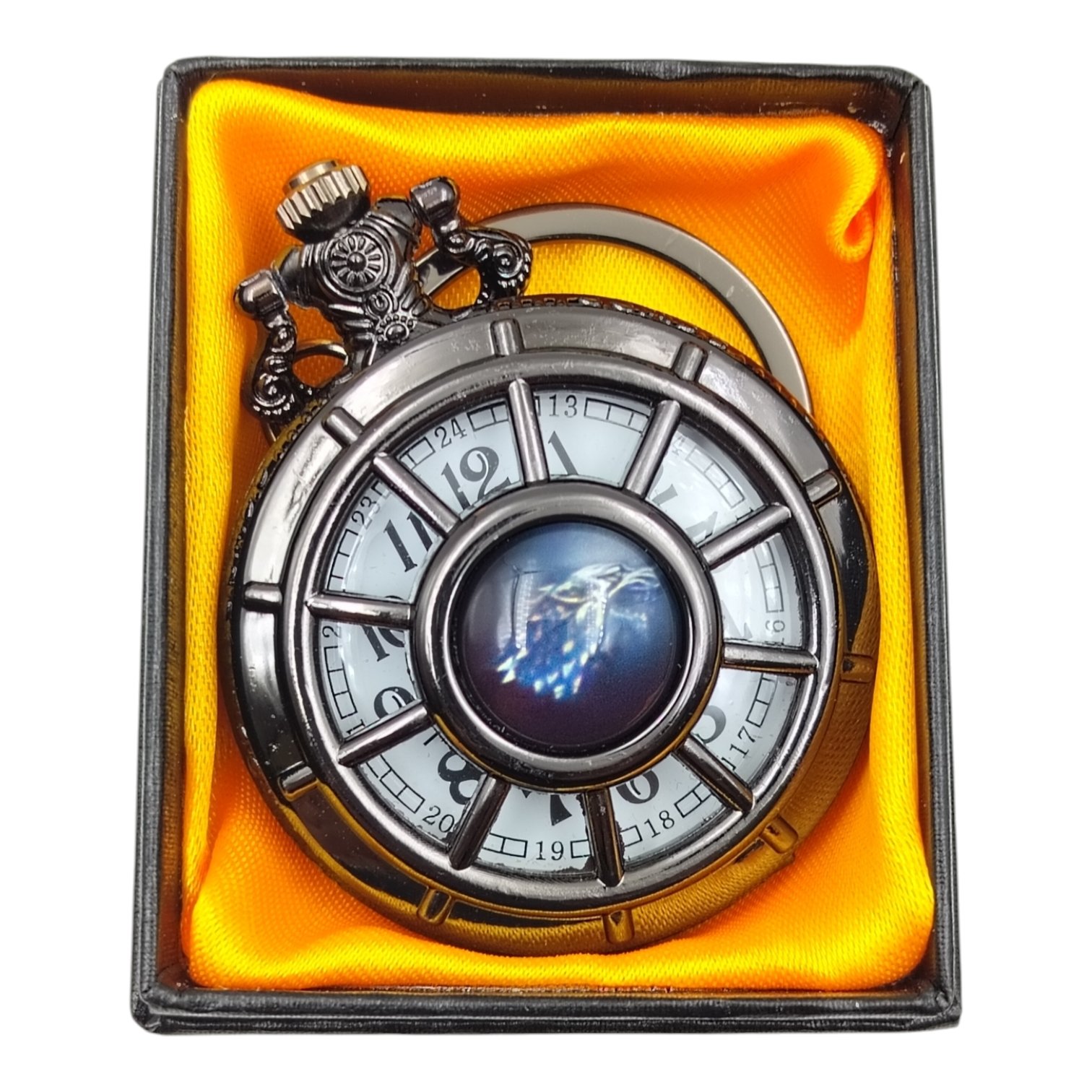 PW-111-1.jpg Game of Thrones Black Colored Pocket Watch Metallic Keychain - Image 1