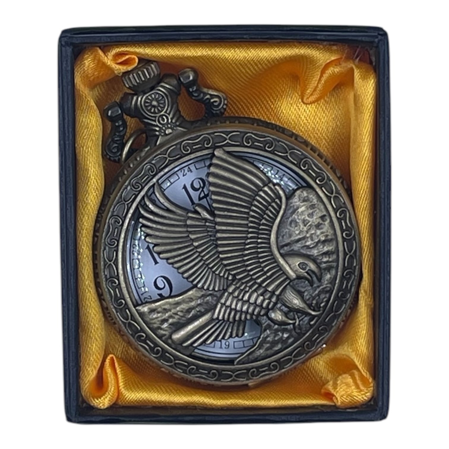 PW-138-1.jpeg Eagle Pocket Watch Metallic Keychain - Image 1