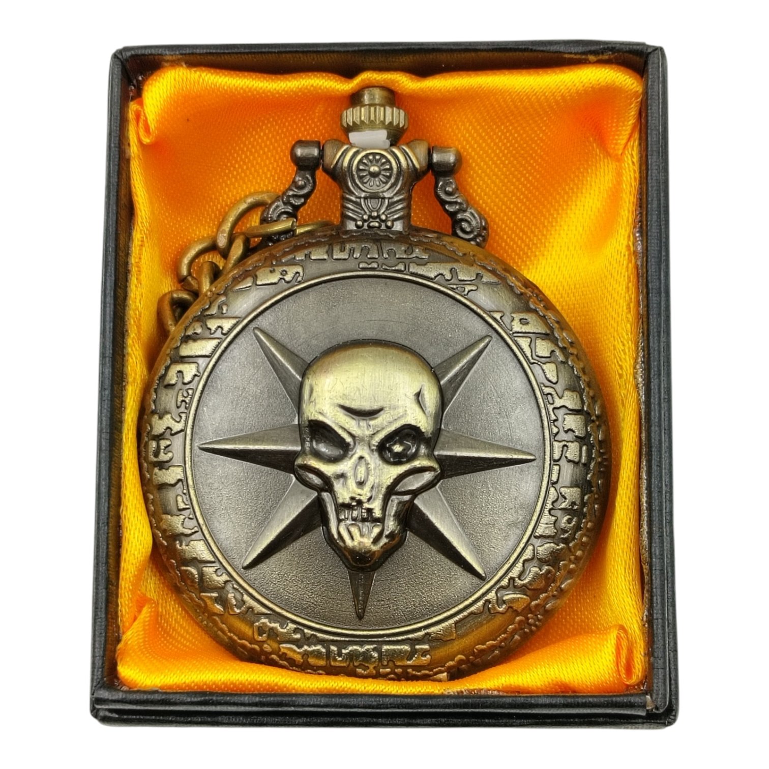 PW-30-1.jpg Skull Pocket Watch Metallic Keychain Style1 - Image 1