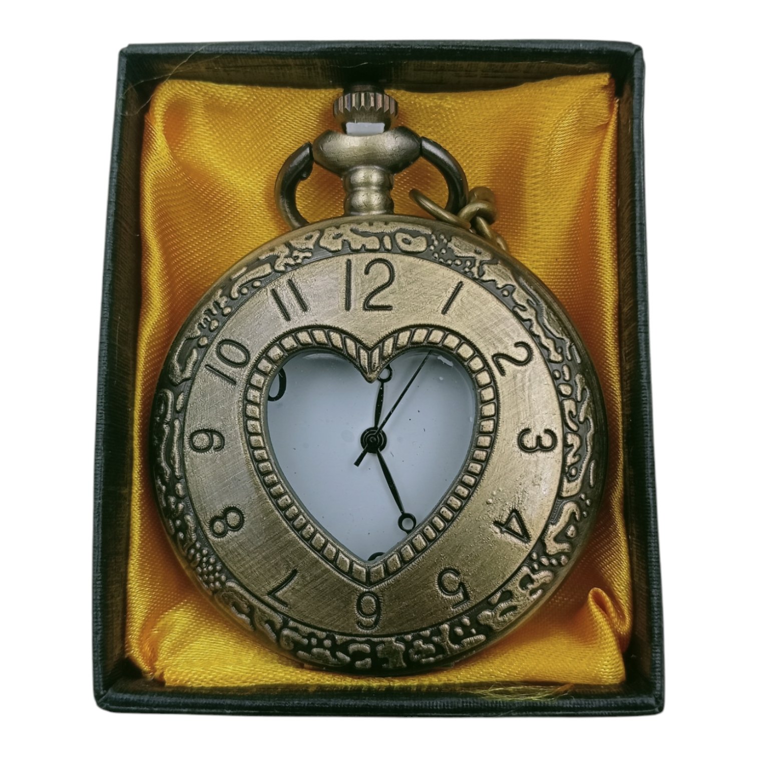 PW-39-1.jpg Heart Design Pocket Watch Metallic Keychain Style1 - Image 1