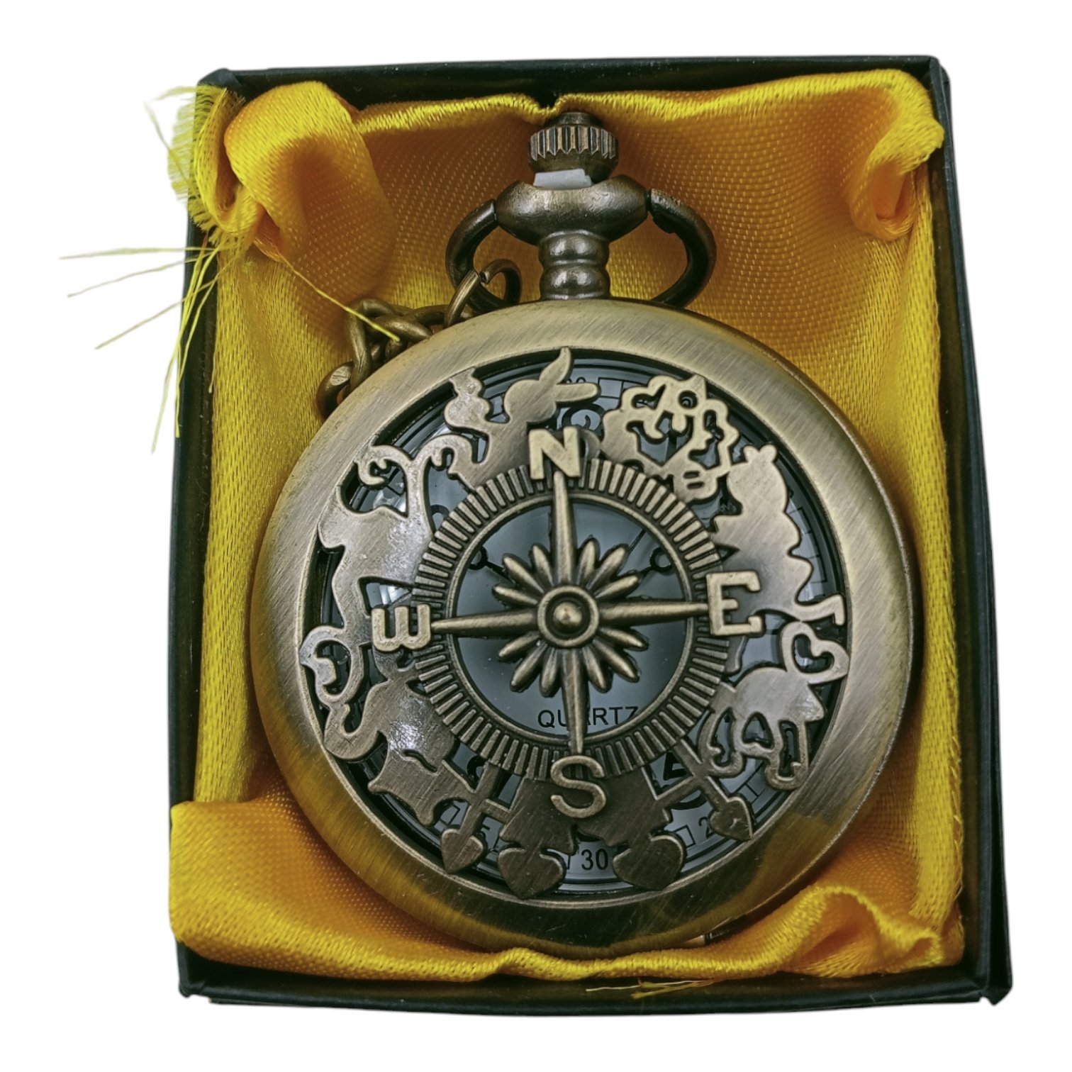 PW-50-1.jpg Compass Pocket Watch Metallic Keychain Style1 - Image 1