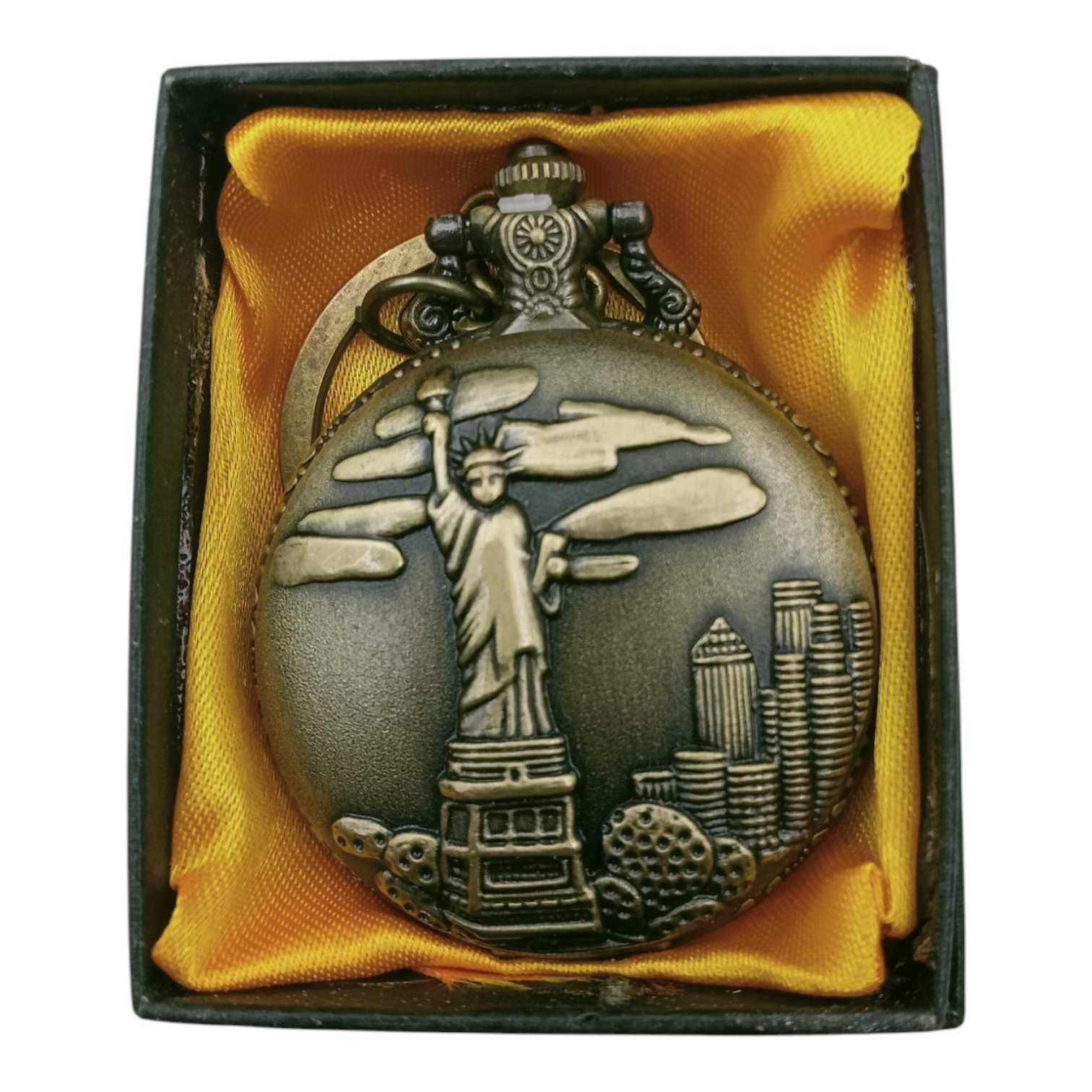 PW-58-1.jpg Statue of Liberty Pocket Watch Metallic Keychain - Image 1