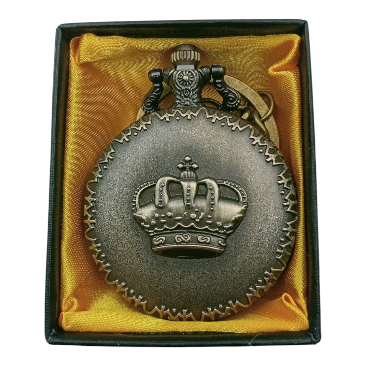 PW-67-1.jpg Taj Crown Pocket Watch Metallic Keychain - Image 1