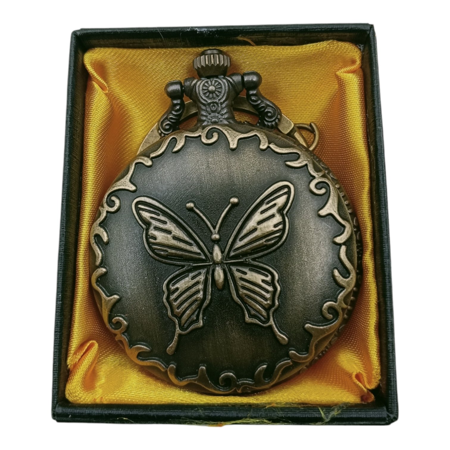 PW-69-1.jpg Butterfly Pocket Watch Metallic Keychain style1 - Image 1