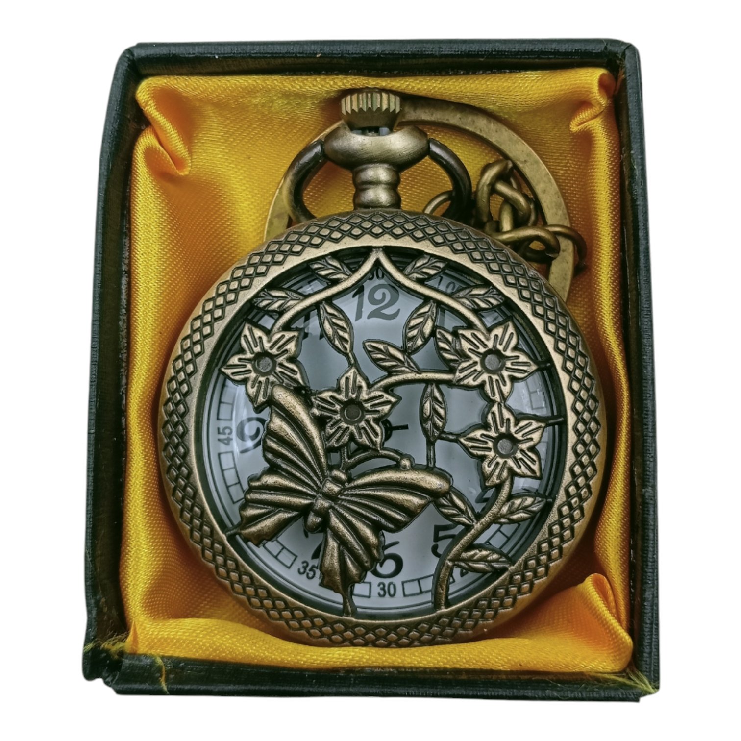 PW-70-1.jpg Butterfly Pocket Watch Metallic Keychain style2 - Image 1