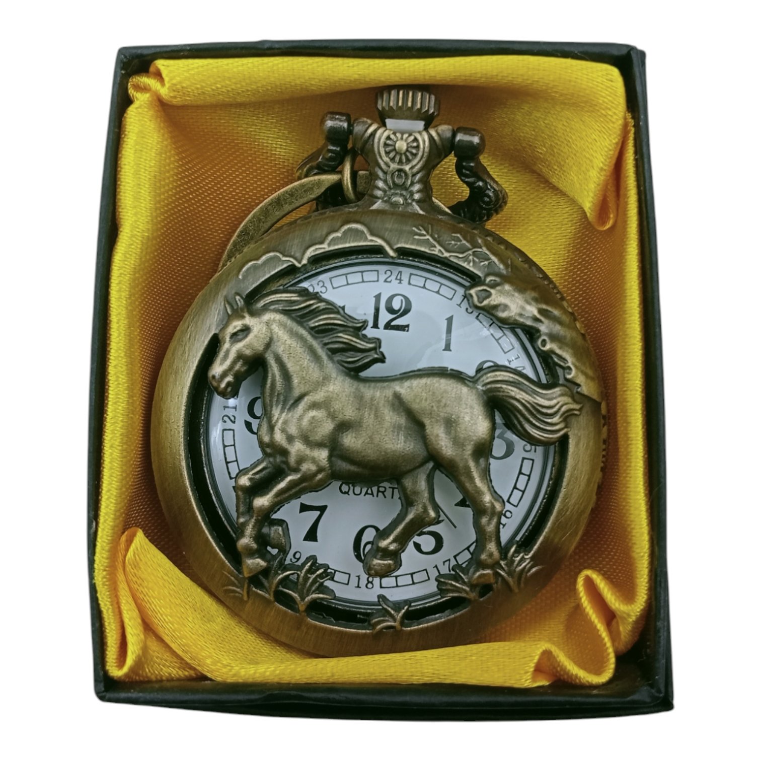 PW-72-1.jpg Horse Pocket Watch Metallic Keychain Style2 - Image 1
