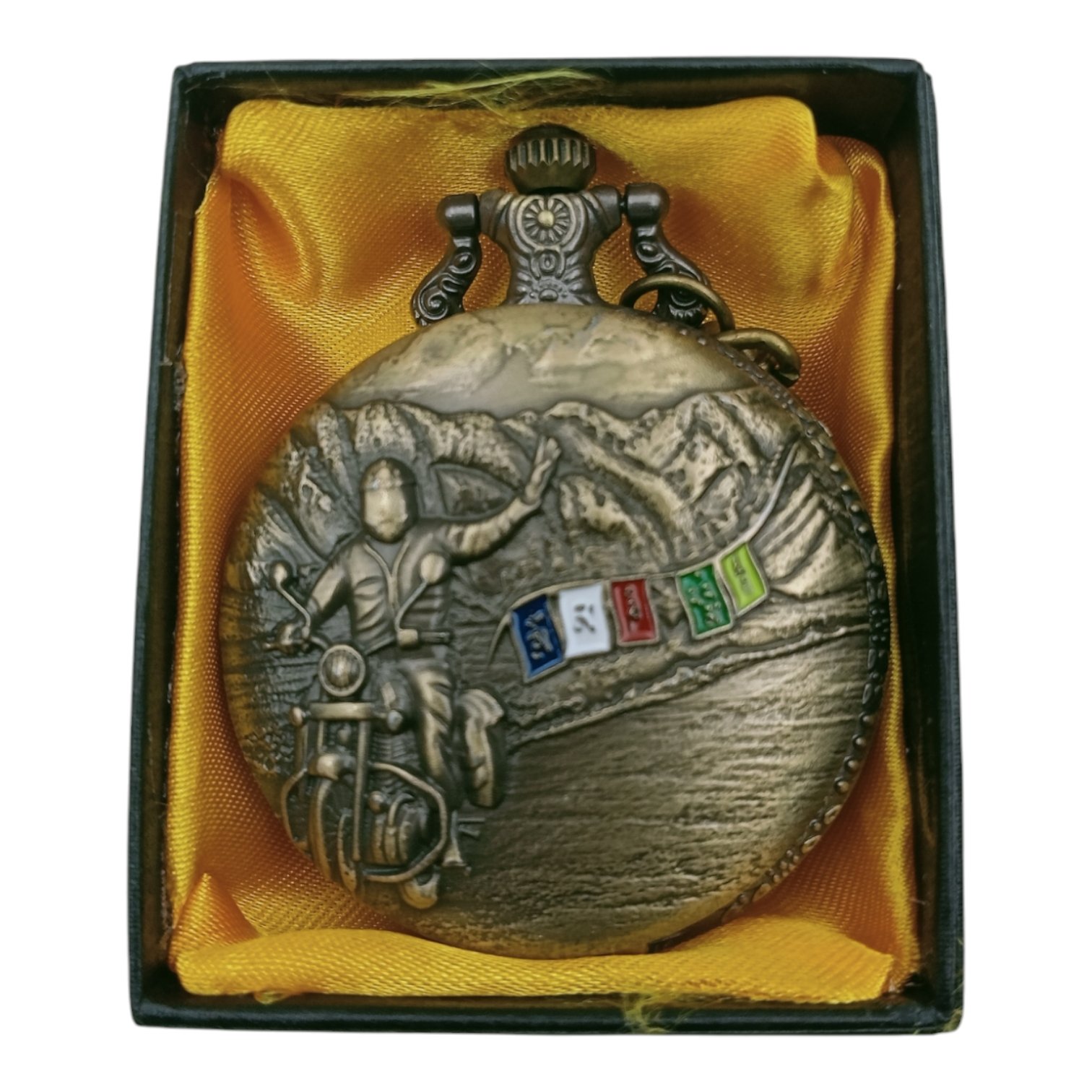 PW-74-1.jpg Bike Pocket Watch Metallic Keychain Style3 - Image 1