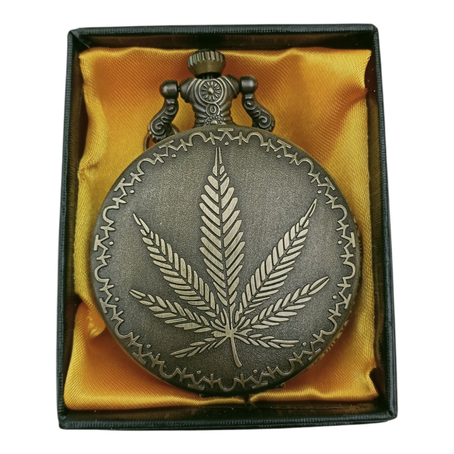 PW-76-1.jpg Leaf Pocket Watch Metallic Keychain - Image 1