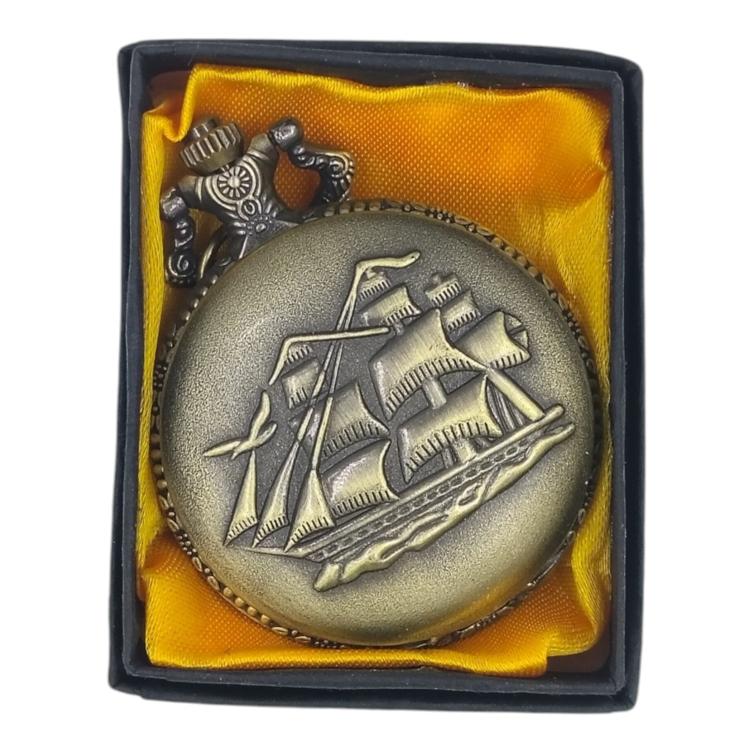 PW-82-1.jpg Ship Pocket Watch Metallic Keychain - Image 1