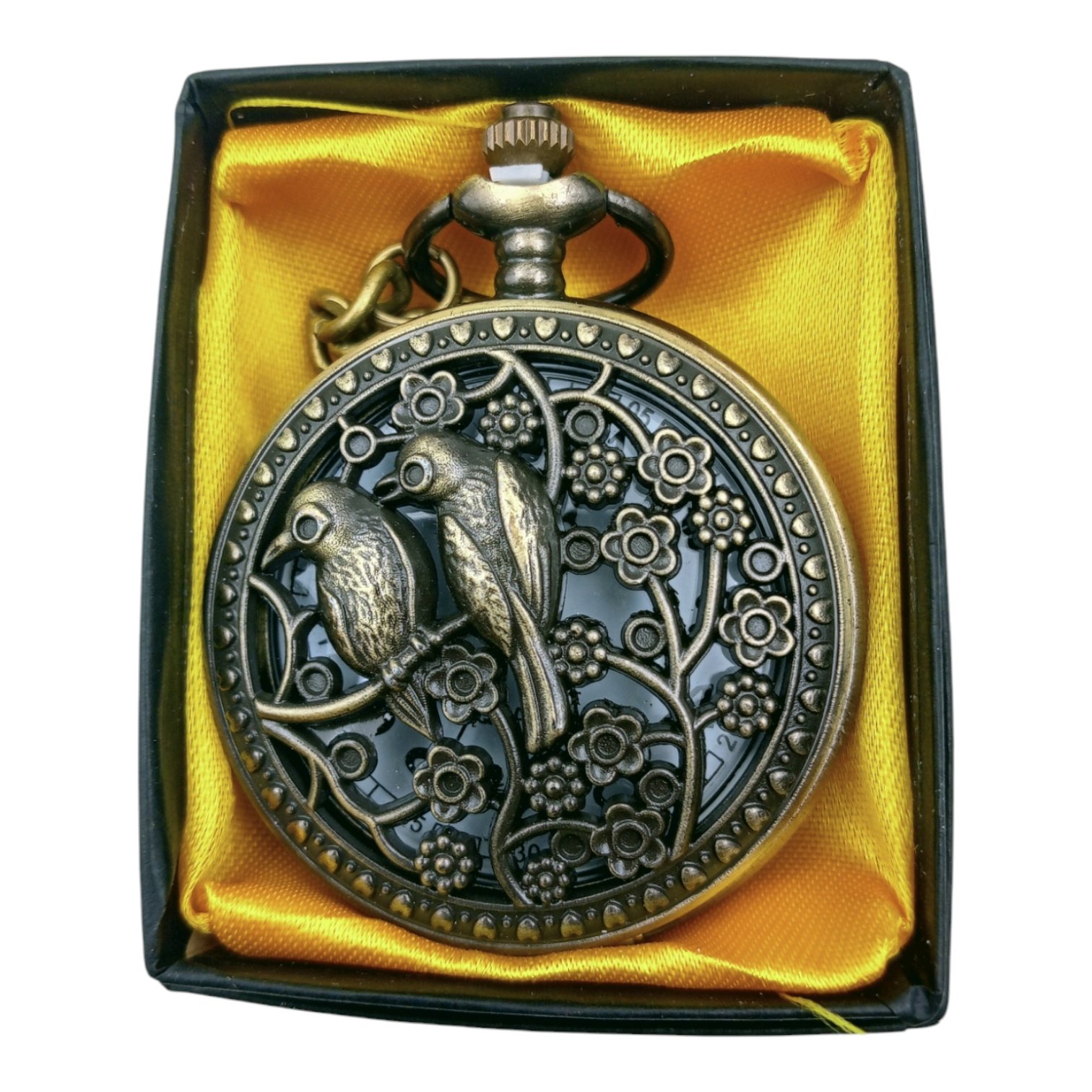 PW-85-1.jpg Birds Pocket Watch Metallic Keychain - Image 1