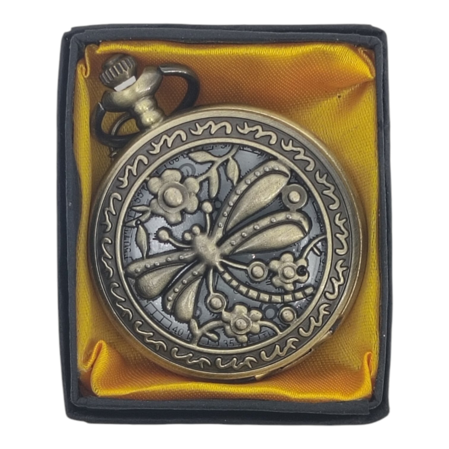 PW-95-1.jpg Butterfly Pocket Watch Metallic Keychain style4 - Image 1
