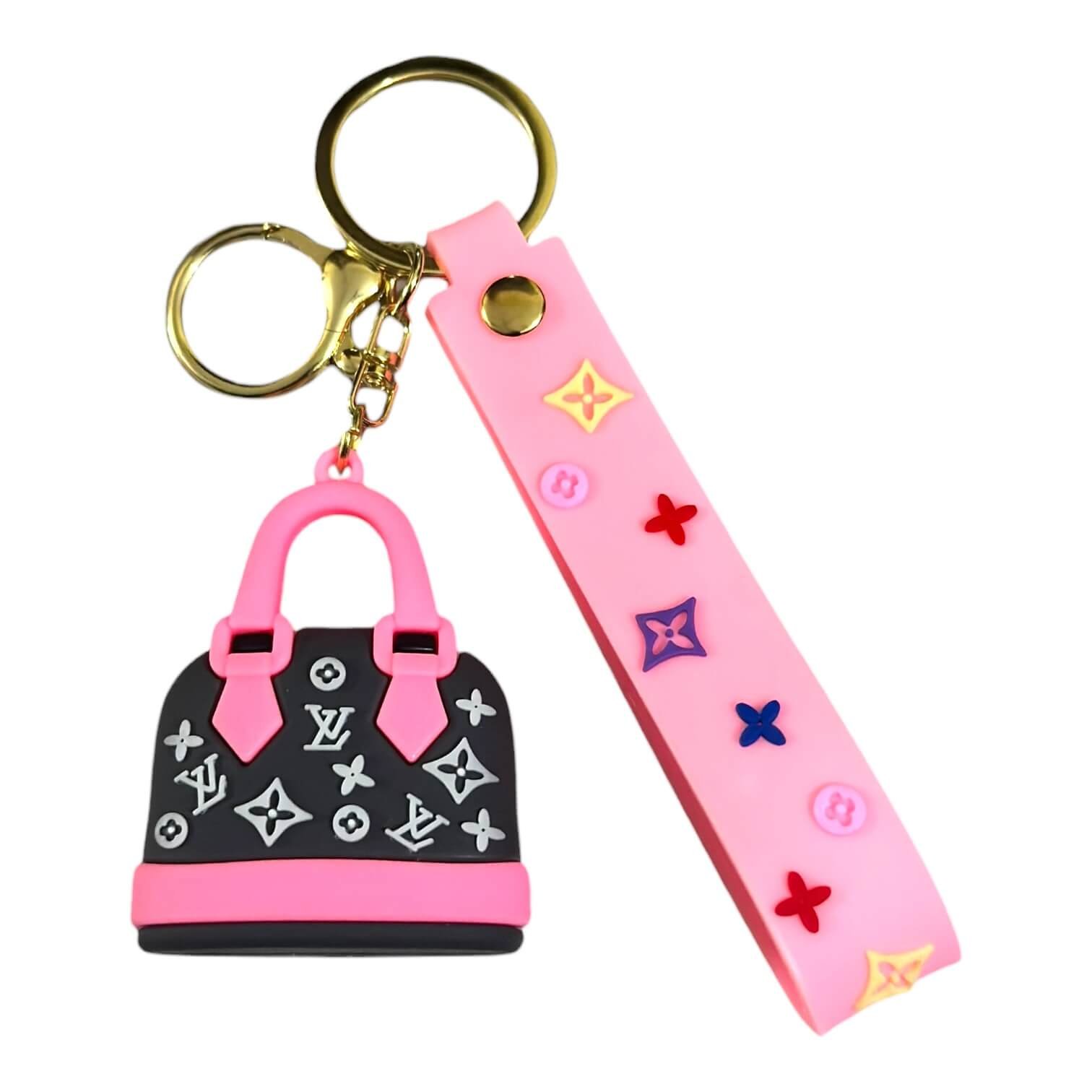 RK-141-1.jpeg Pink & Grey Louis Vuitton Inspired Mini Handbag 3D Keychain – Accessory for Bags, Keys, Backpacks (RK-141) - Image 1