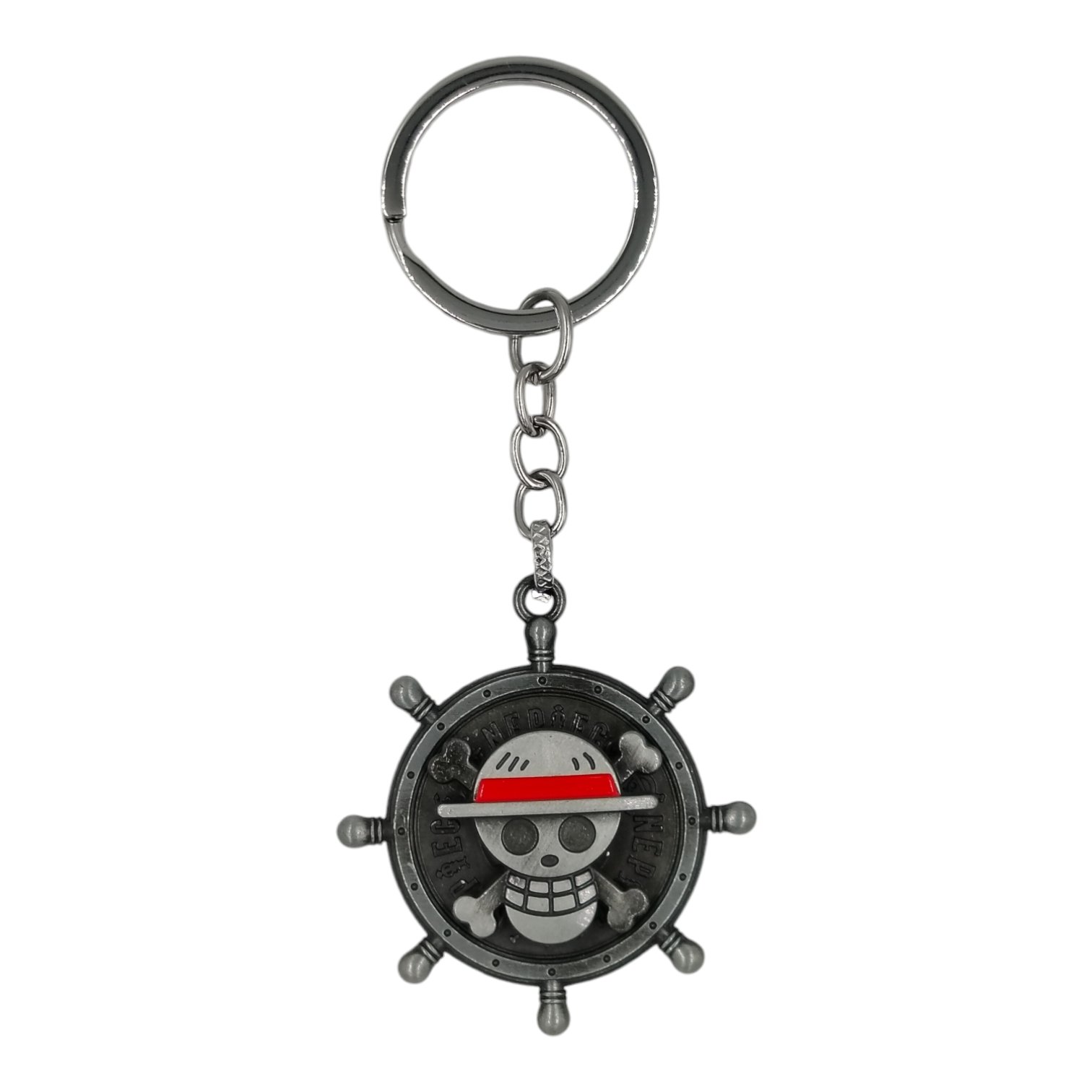 SK-12-1.jpg OnePiece Luffy Spinning Metallic Keychain (Grey) - Image 1