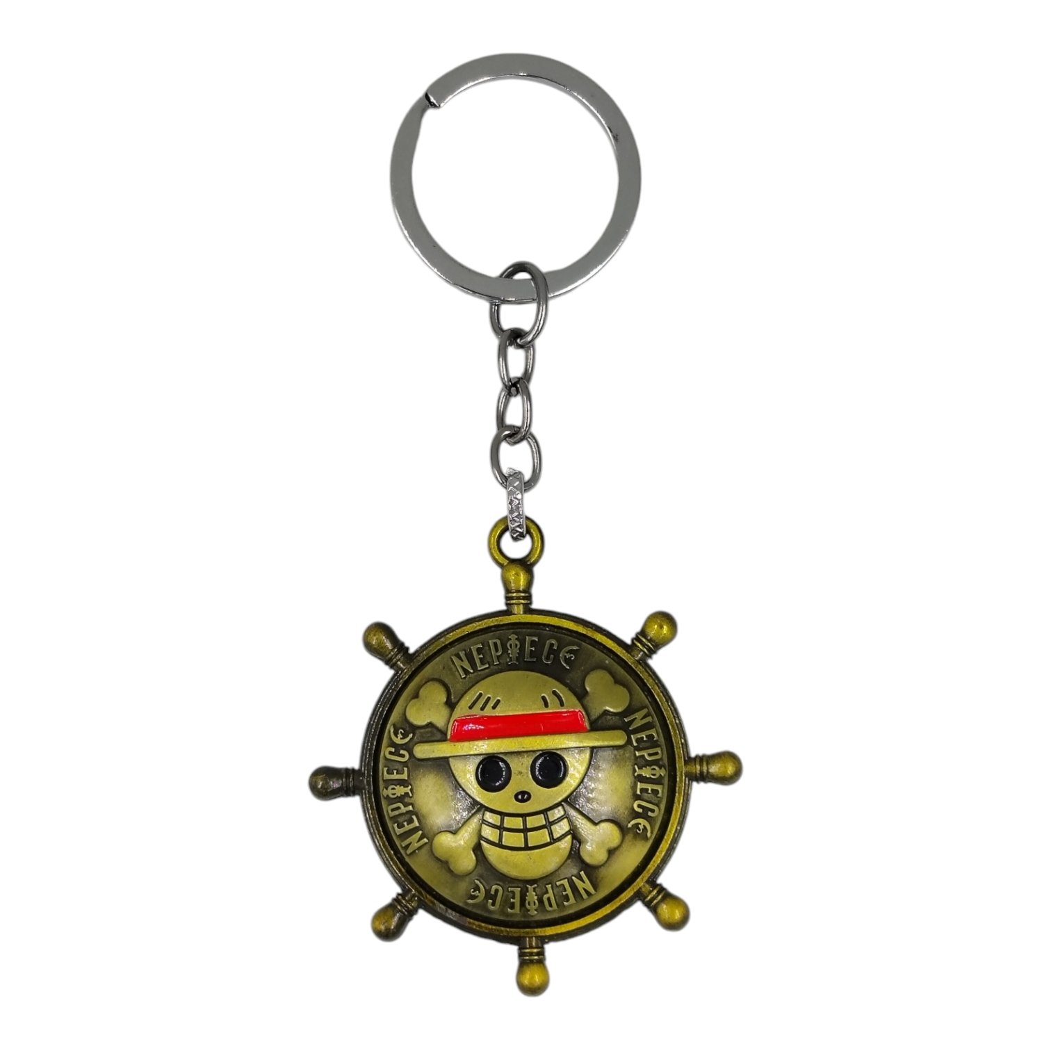 SK-13-1.jpg OnePiece Luffy Anime Spinning Metallic Keychain (Golden) - Image 1