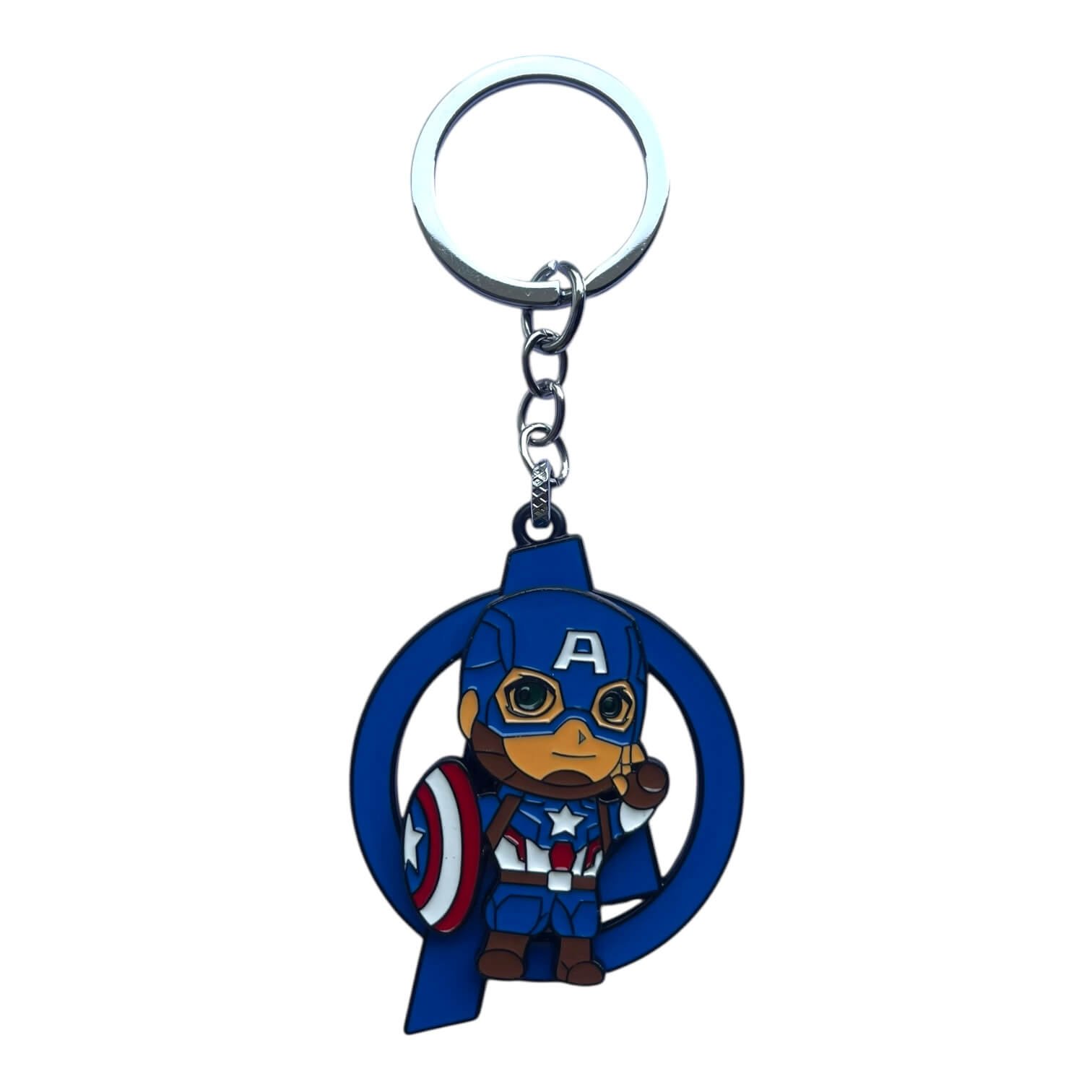SK-131-1.jpeg Superhero Captain America Spinning Metallic Keychain (Design 2) - Image 1