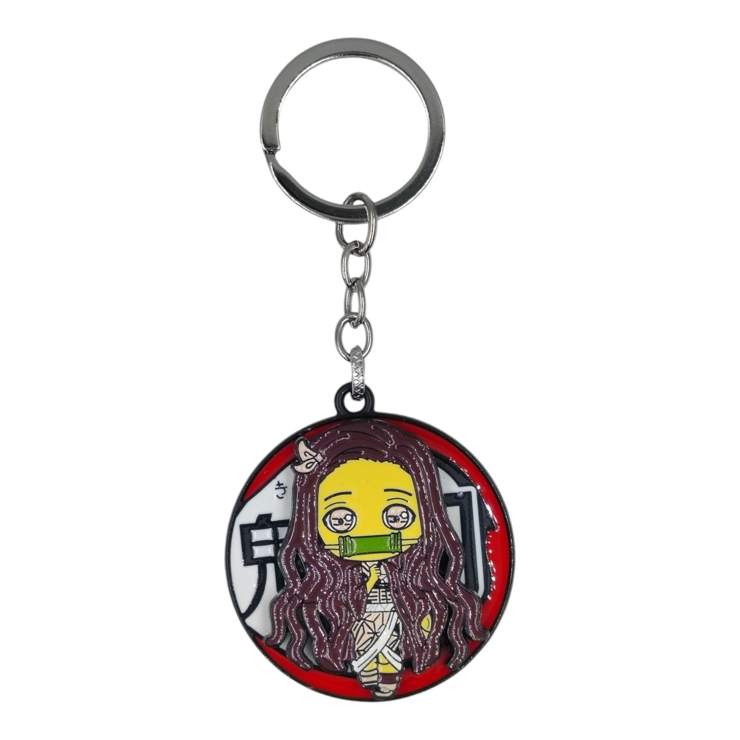 SK-40-1.jpg Demon Slayer Nezuko Spinning Metallic Keychain - Image 1