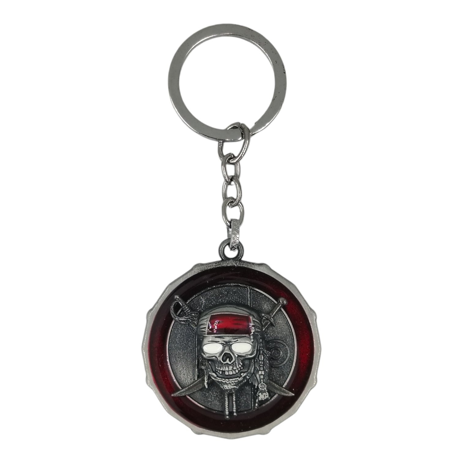 SK-60-1.jpg Pirates of the Caribbean Spinning Metallic Keychain (Grey) - Image 1
