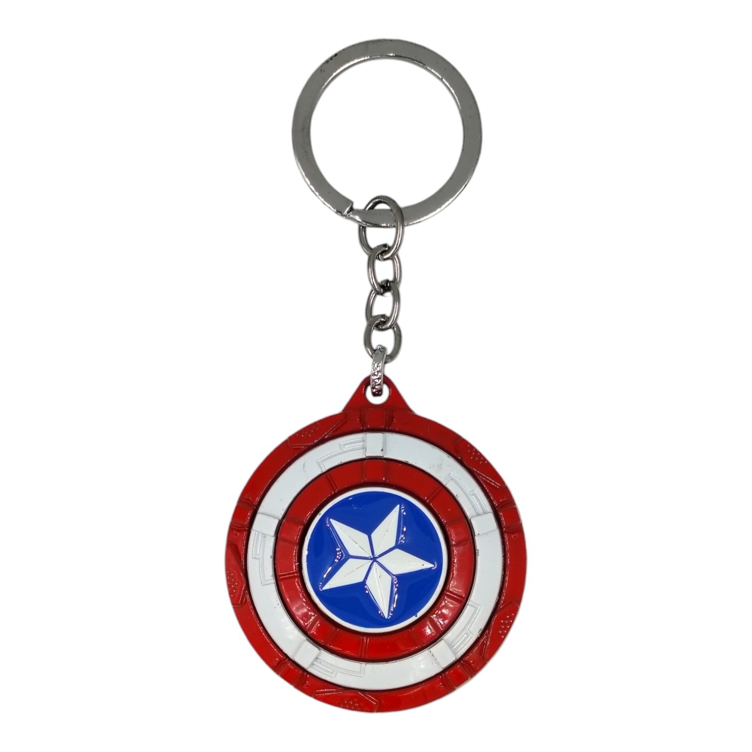 SK-61-1.jpg Superhero Captain America Shield Spinning Metallic Keychain (Design 1) - Image 1