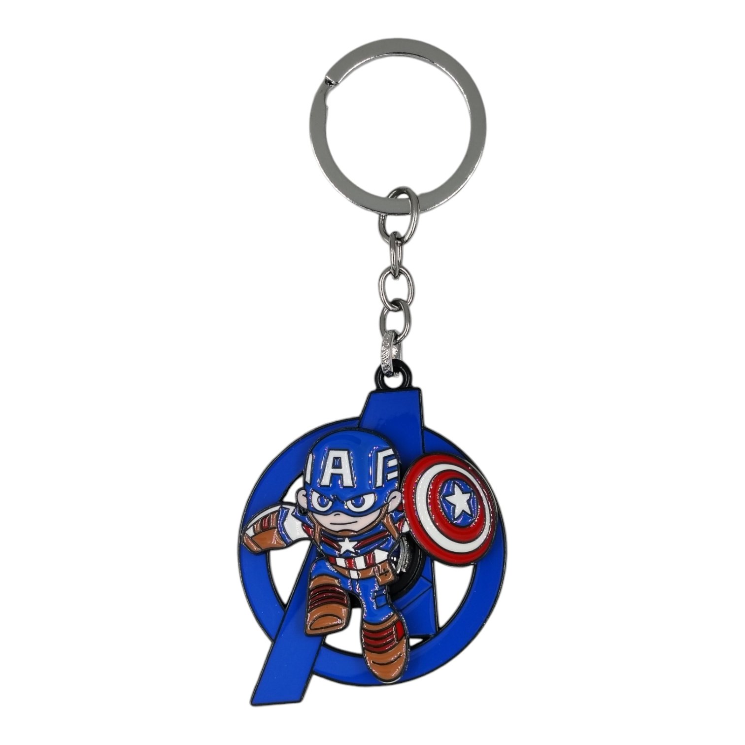 SK-62-1.jpg Superhero Captain America Spinning Metallic Keychain - Image 1