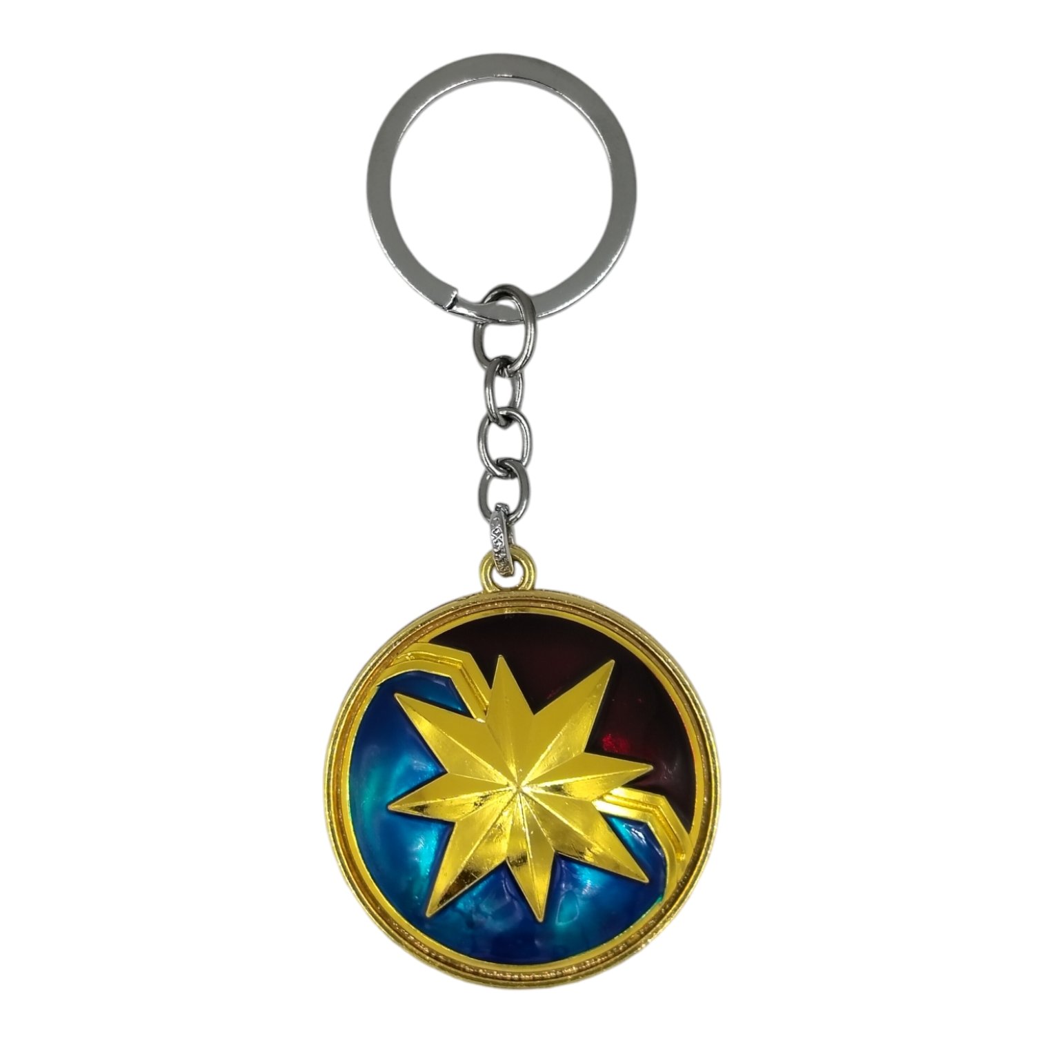 SK-63-1.jpg Superhero Shield Spinning Metallic Keychain - Image 1