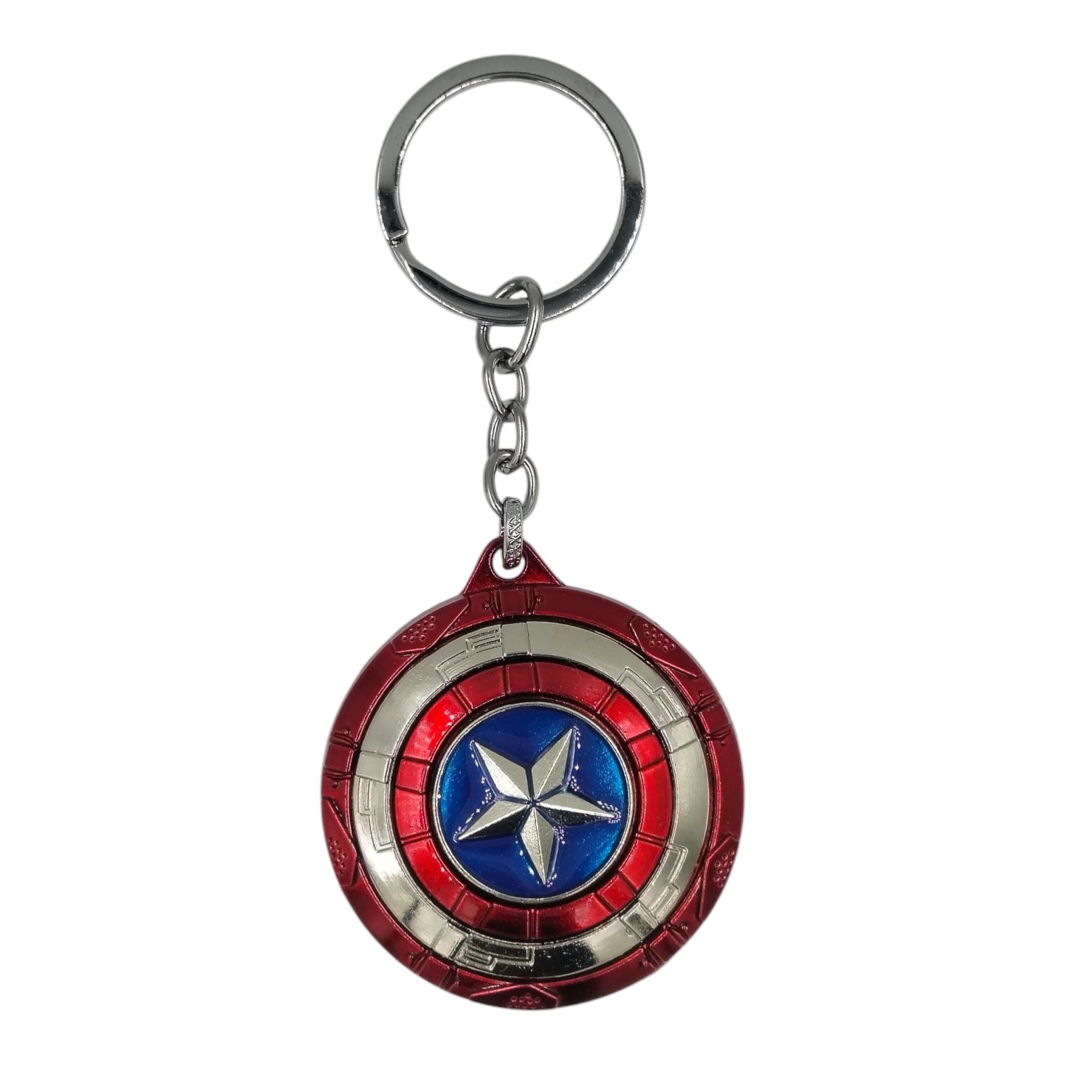 SK-84-1.jpg Superhero Captain America Shield Spinning Metallic Keychain (Design 2) - Image 1